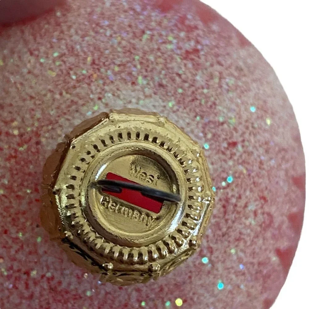 Vintage Christmas Ornament Red Glass with Glitter West Germany